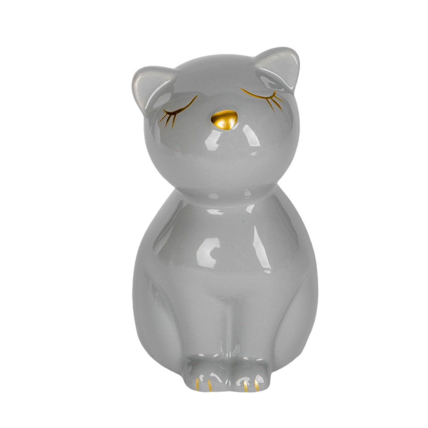 Ceramic cat urn designed as a memorial for pets, featuring gold accents on the eyes. Secure and durable, this pet cremation urn provides a beautiful tribute to your furry friend. Ideal for both cats and small dogs, preserving your pet’s ashes with love and elegance.