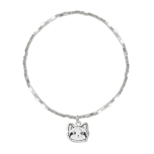 Close-up of a Custom Pet Portrait Bracelet, showcasing a detailed 925 silver charm with a pet's face engraving. This personalized, handmade bracelet serves as a keepsake or memorial piece, capturing the unique features of your pet based on provided photos, highlighting the craftsmanship and sentimental value.