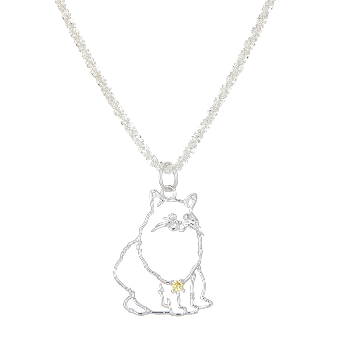 Custom Pet Portrait Necklace featuring a 925 silver pendant designed from a pet's photo, showcasing a unique and personalized outline of the pet in silver with a detailed design, available in both silver and gold finishes, ideal as a pet keepsake or memorial gift.