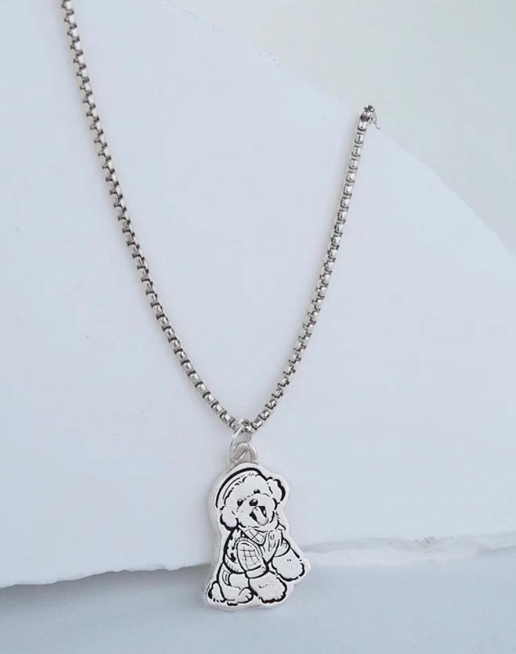 Custom Pet Portrait Necklace - Personalized 925 Silver Pet Pendant Memorial Jewelry.