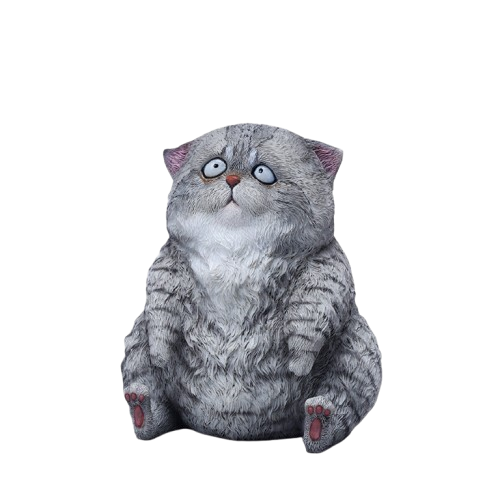 A set of three adorable Dazed Cat Model Ornaments featuring lifelike details and a cute, dazed expression. The models come in three colors: calico, gray, and orange. Each cat is depicted in a seated position, showcasing intricate fur textures and expressive eyes. Perfect for cat lovers and collectors.