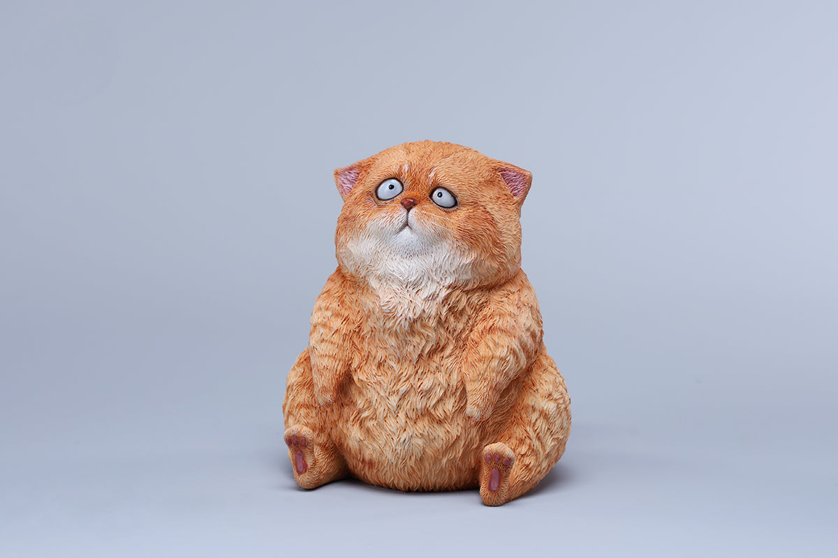 A set of three adorable Dazed Cat Model Ornaments featuring lifelike details and a cute, dazed expression. The models come in three colors: calico, gray, and orange. Each cat is depicted in a seated position, showcasing intricate fur textures and expressive eyes. Perfect for cat lovers and collectors.