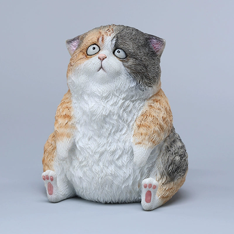 A set of three adorable Dazed Cat Model Ornaments featuring lifelike details and a cute, dazed expression. The models come in three colors: calico, gray, and orange. Each cat is depicted in a seated position, showcasing intricate fur textures and expressive eyes. Perfect for cat lovers and collectors.