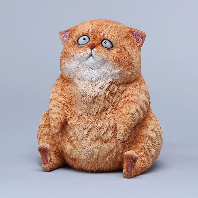 A set of three adorable Dazed Cat Model Ornaments featuring lifelike details and a cute, dazed expression. The models come in three colors: calico, gray, and orange. Each cat is depicted in a seated position, showcasing intricate fur textures and expressive eyes. Perfect for cat lovers and collectors.