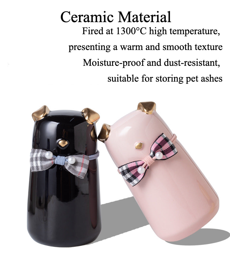 White ceramic simple pet cremation urn with a glossy, moisture-resistant finish, featuring a round shape and smooth texture, ideal for North American pet owners. This handcrafted urn provides secure ashes storage, perfect for home memorial display on mantels or shelves, with a clean white design for a dignified tribute.