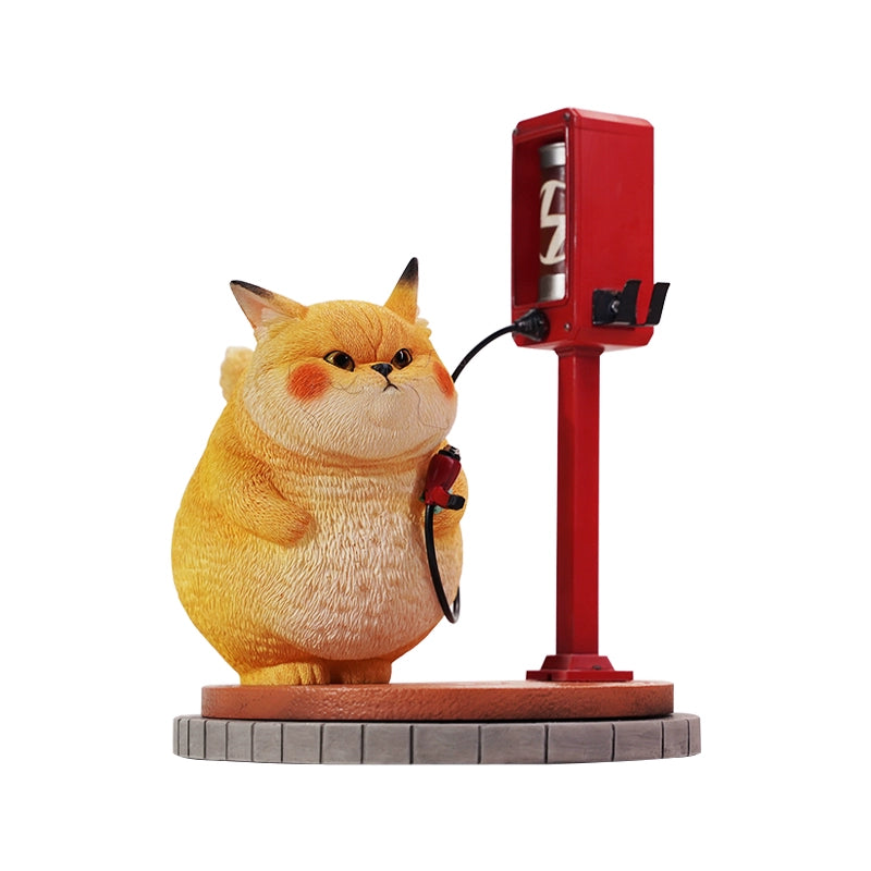 This ElectroCat Charging Station Figurine features a cute cat with a charging pump made from high-quality vinyl. The charging platform adds functionality, allowing the figurine to light up, making it a unique home decor piece and interactive collectible for cat lovers and collectors.