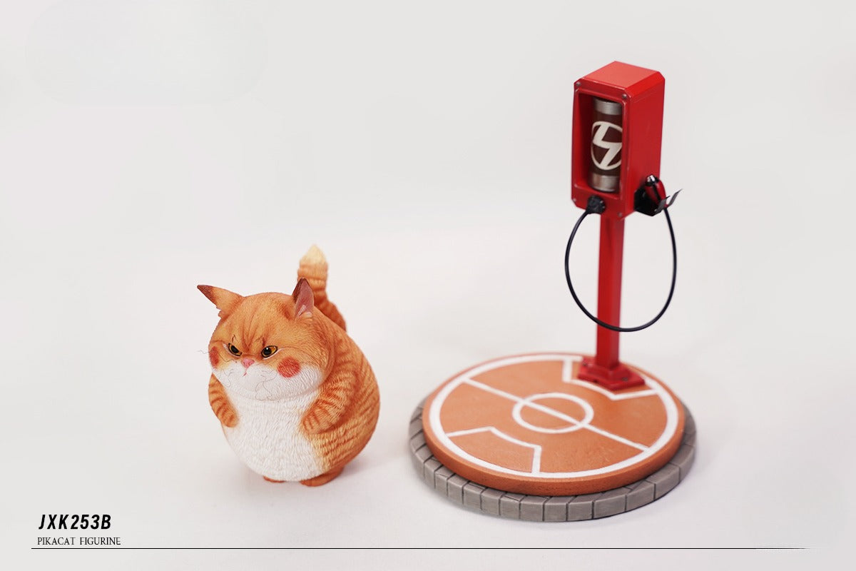 This ElectroCat Charging Station Figurine features a cute cat with a charging pump made from high-quality vinyl. The charging platform adds functionality, allowing the figurine to light up, making it a unique home decor piece and interactive collectible for cat lovers and collectors.