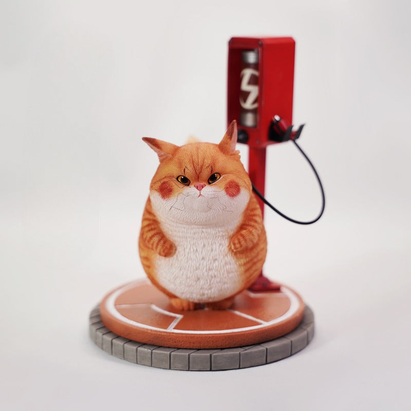 This ElectroCat Charging Station Figurine features a cute cat with a charging pump made from high-quality vinyl. The charging platform adds functionality, allowing the figurine to light up, making it a unique home decor piece and interactive collectible for cat lovers and collectors.