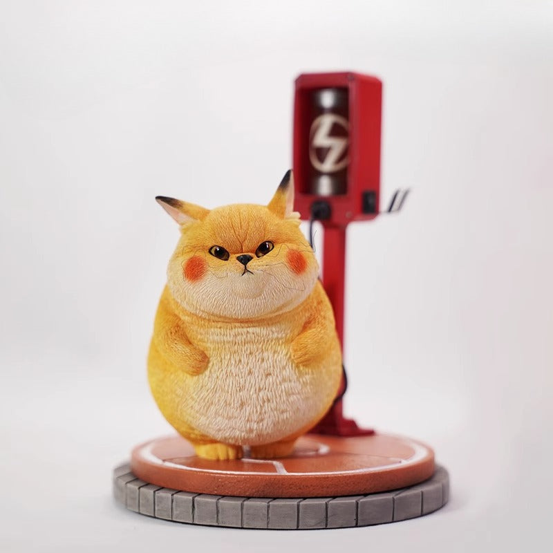 This ElectroCat Charging Station Figurine features a cute cat with a charging pump made from high-quality vinyl. The charging platform adds functionality, allowing the figurine to light up, making it a unique home decor piece and interactive collectible for cat lovers and collectors.