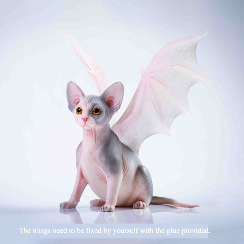 A collection of three 1/6 scale fantasy creature models depicting sphinx cats with bat-like wings. Each figurine features unique wing colors and intricate details, showcasing the mystique and whimsy of these imaginative creatures. Ideal for fantasy lovers and collectors.