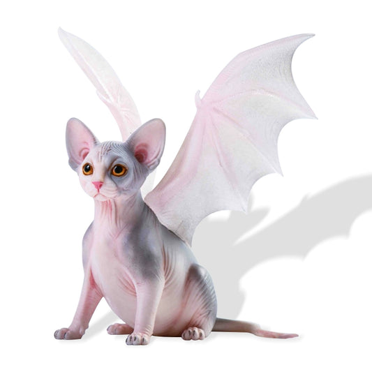 A collection of three 1/6 scale fantasy creature models depicting sphinx cats with bat-like wings. Each figurine features unique wing colors and intricate details, showcasing the mystique and whimsy of these imaginative creatures. Ideal for fantasy lovers and collectors.