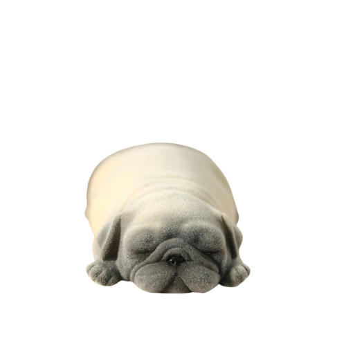 1/6 scale Flocking Sleeping Pug model featuring a lifelike representation of a sleeping pug, crafted with detailed fur textures and a serene expression. This charming figurine captures the adorable nature of pugs, perfect for collectors and dog lovers. The flocking technique adds a soft, velvety texture, making it an ideal decorative piece for any space.