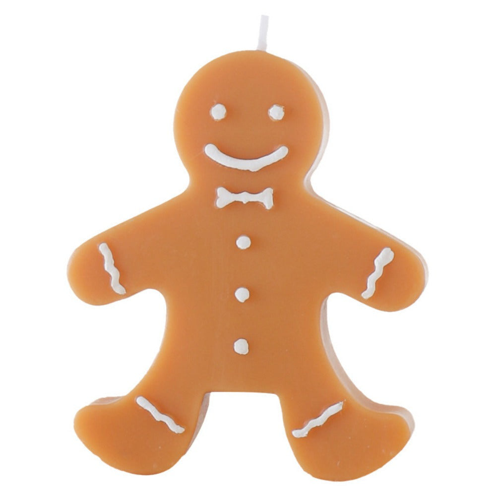 Handmade Gingerbread Man Scented Candle, crafted from paraffin and soy wax, featuring a charming gingerbread design. Infused with a cozy coffee scent, perfect for holiday decor or gifting. Burns for 3-4.5 hours, creating a festive atmosphere during Christmas celebrations.