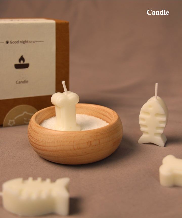 The Good Night Pet Memorial Set (Dog) includes a white ceramic pet urn with a silicone-sealed lid, dog shrine, bone candle set, and hair storage box, measuring 15cm tall and 10cm wide, holding 200ml for pets up to 25 pounds. Ideal for North American dog owners, it offers a warm, handcrafted memorial display for shelves or tables.