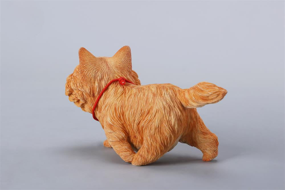 A highly detailed grinning cat resin figurine with expressive eyes, textured fur, and a wide smile. This unique decorative sculpture includes a bone pendant necklace and serves as a quirky, surreal home decor piece or collectible item for cat lovers and fantasy art fans.