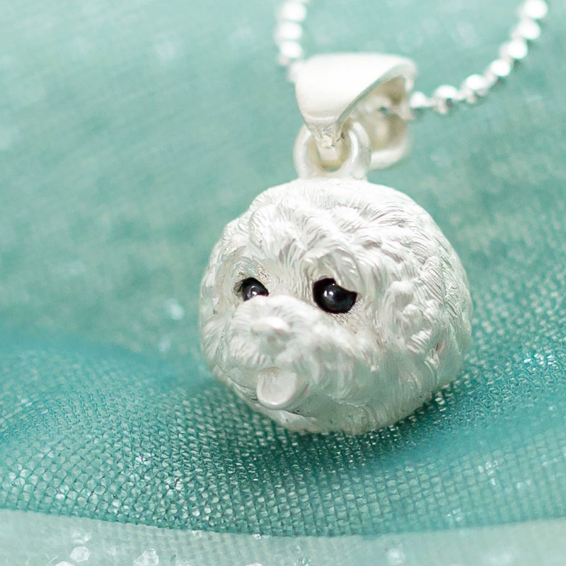 Adorable Bichon Frise Pendant Handcrafted 925 Sterling Silver Pet Memorial Jewelry Markpet