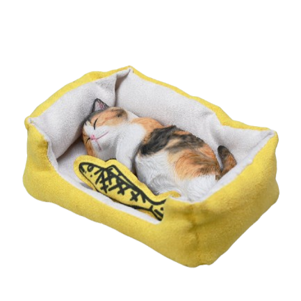 Lethargic Cat 8.0 Model, a handcrafted 1/6 scale figurine featuring a sleeping cat on a soft pad with a playful salted fish pillow. Made from high-quality resin and cloth, this unique cat decor piece is perfect for collectors and cat enthusiasts.