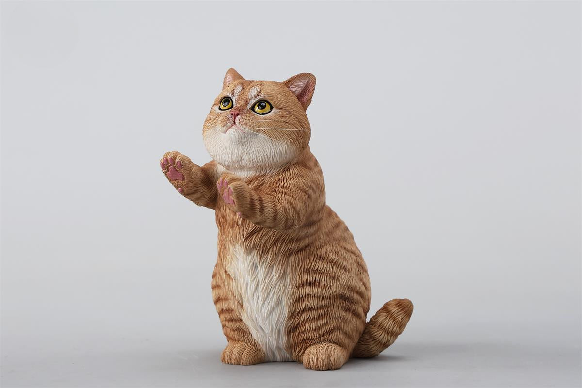 A lifelike string-playing cat figurine crafted from resin, featuring a realistic cat with expressive eyes playing a violin. The sculpture showcases intricate fur details and a beautifully designed musical instrument, making it an excellent collectible or home decor piece for cat lovers and music enthusiasts.