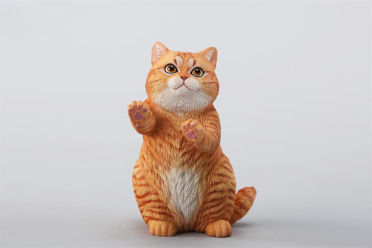 A lifelike string-playing cat figurine crafted from resin, featuring a realistic cat with expressive eyes playing a violin. The sculpture showcases intricate fur details and a beautifully designed musical instrument, making it an excellent collectible or home decor piece for cat lovers and music enthusiasts.