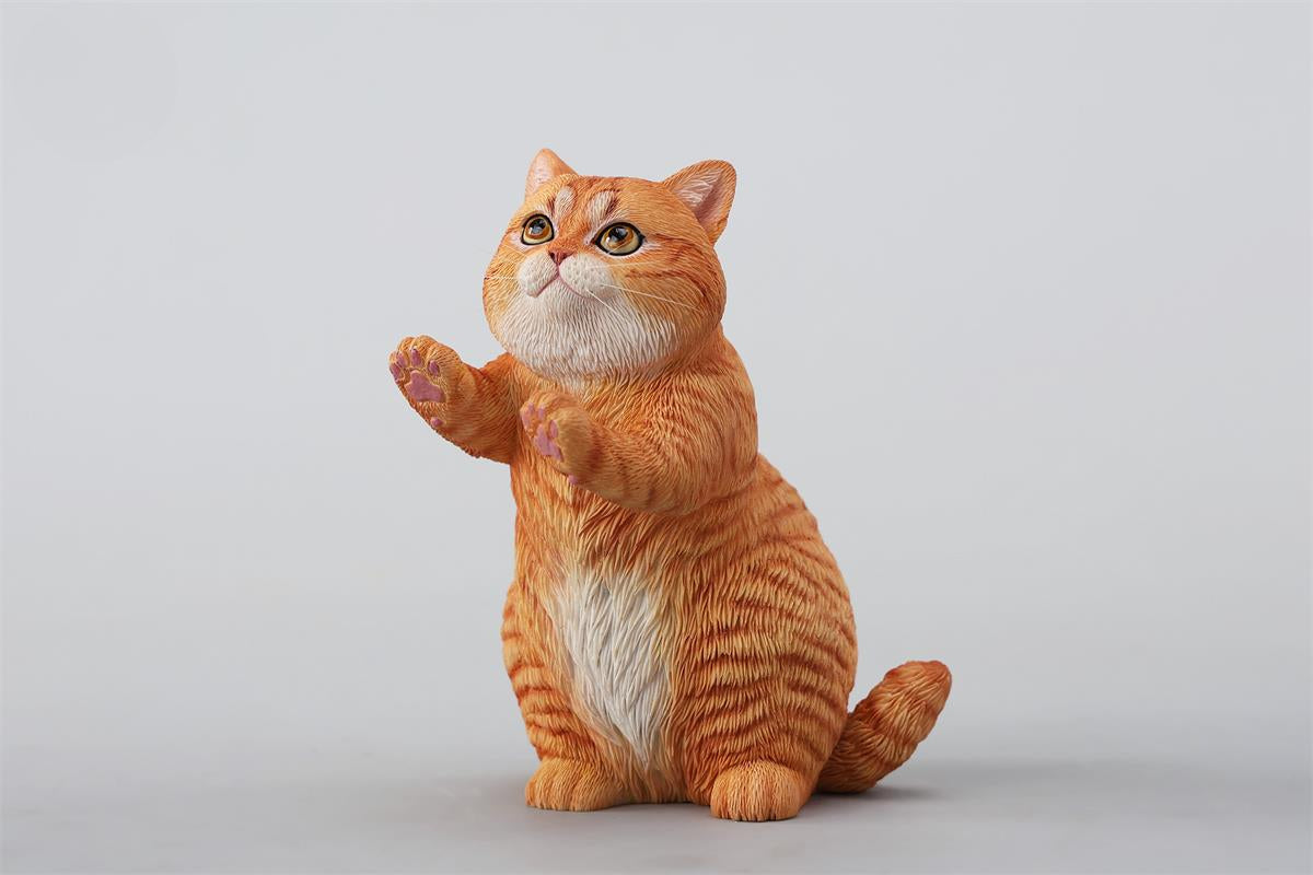 A lifelike string-playing cat figurine crafted from resin, featuring a realistic cat with expressive eyes playing a violin. The sculpture showcases intricate fur details and a beautifully designed musical instrument, making it an excellent collectible or home decor piece for cat lovers and music enthusiasts.