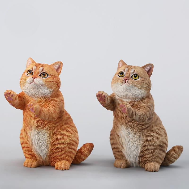 A lifelike string-playing cat figurine crafted from resin, featuring a realistic cat with expressive eyes playing a violin. The sculpture showcases intricate fur details and a beautifully designed musical instrument, making it an excellent collectible or home decor piece for cat lovers and music enthusiasts.