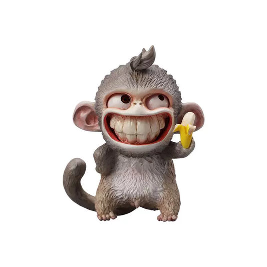Hand-painted resin monkey figurine featuring a playful expression and banana. Collectible animal figurine with intricate detailing and high-quality craftsmanship. A must-have for monkey lovers, art collectors, and unique home décor enthusiasts.