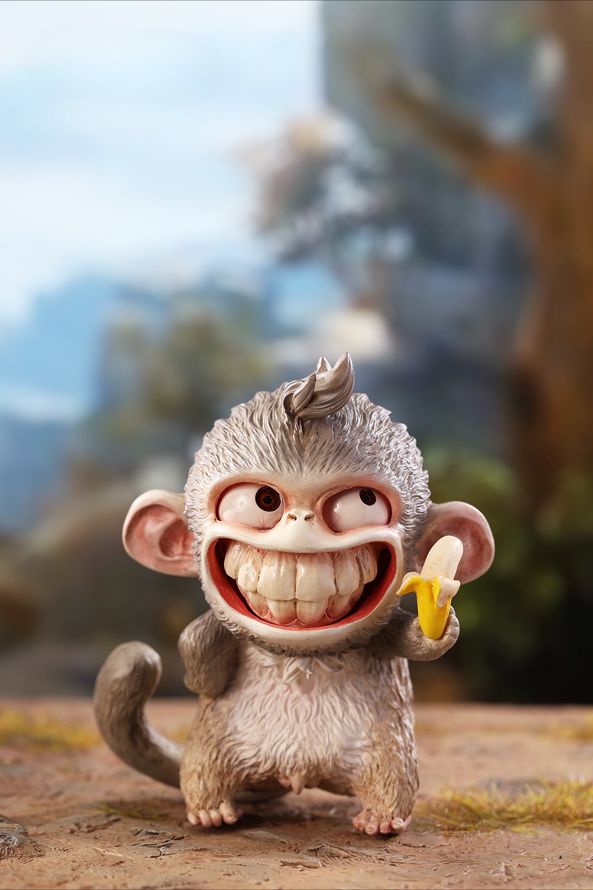 Hand-painted resin monkey figurine featuring a playful expression and banana. Collectible animal figurine with intricate detailing and high-quality craftsmanship. A must-have for monkey lovers, art collectors, and unique home décor enthusiasts.