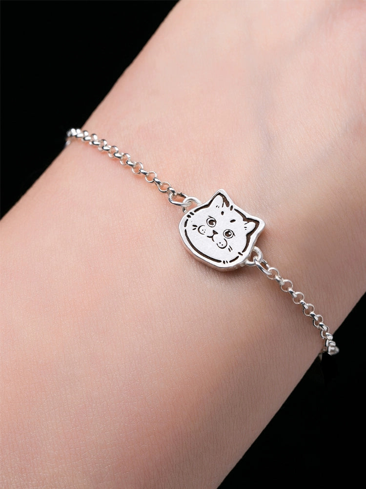 DIY Custom Silver Jewelry Bracelet light luxury niche dog cat pet periphery custom bracelet DIY handmade gift.