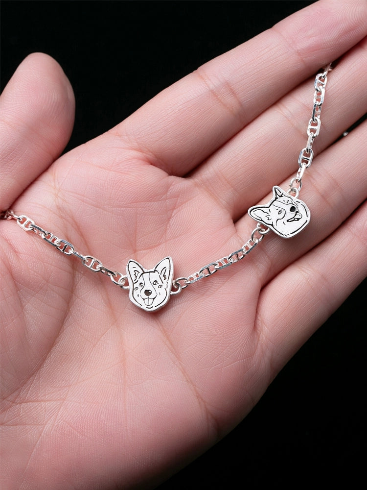 DIY Custom Silver Jewelry Bracelet light luxury niche dog cat pet periphery custom bracelet DIY handmade gift.