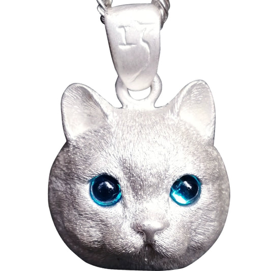 Fat Garfield Cat Pendant - Adorable Handcrafted 925 Silver Jewelry with Gemstone Eyes.