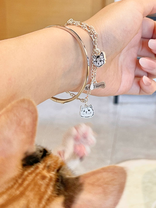 DIY Custom Silver Jewelry Bracelet light luxury niche dog cat pet periphery custom bracelet DIY handmade gift.