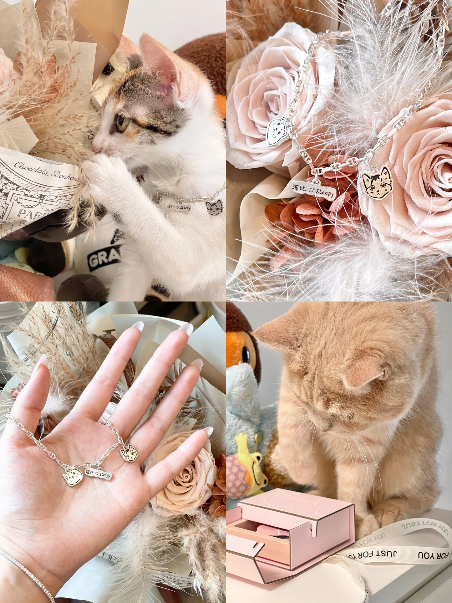 DIY Custom Silver Jewelry Bracelet light luxury niche dog cat pet periphery custom bracelet DIY handmade gift.