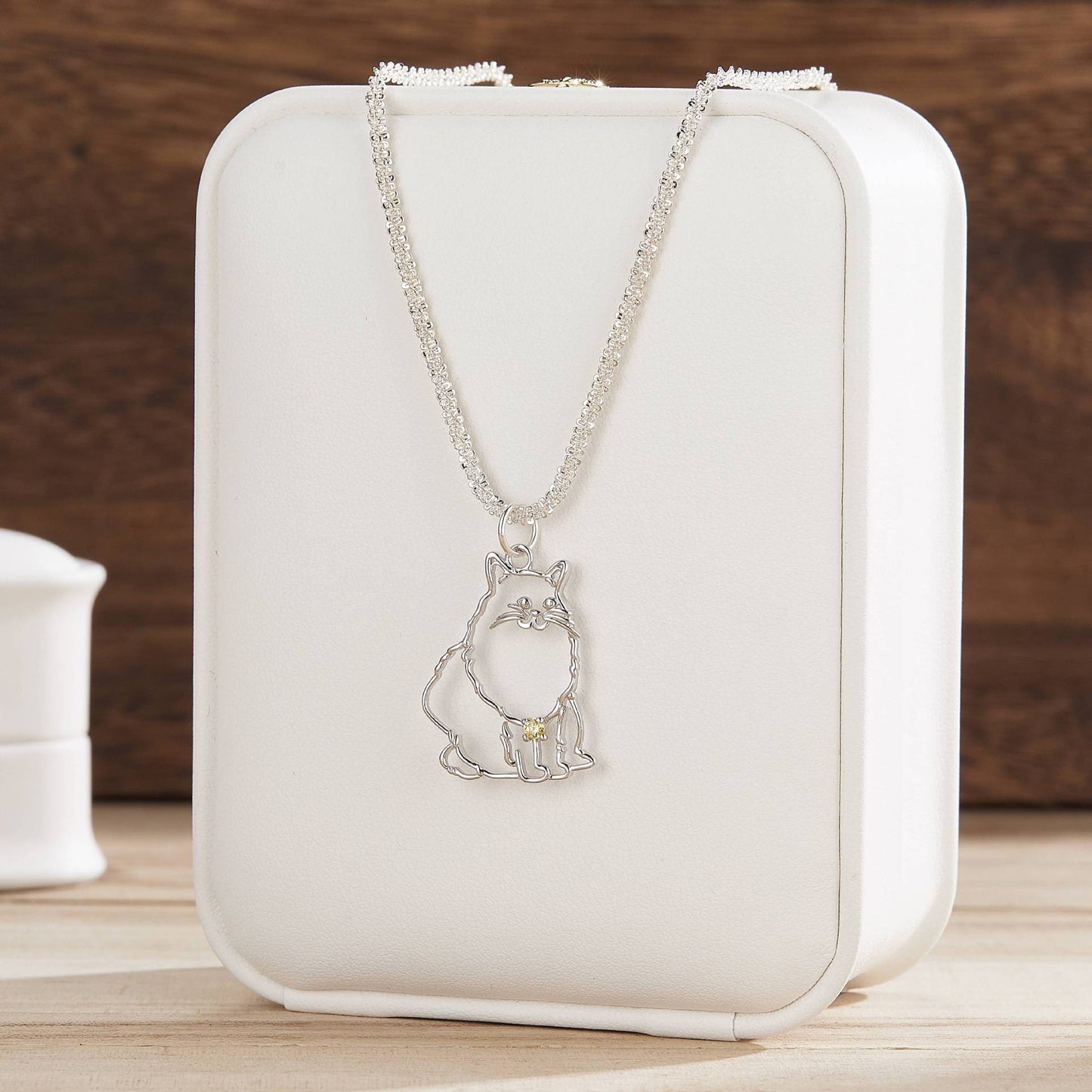 Custom Pet Portrait Necklace - Personalized 925 Silver Pet Pendant Jewelry.