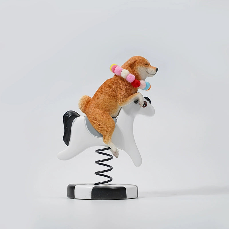 1/6 Shiba Inu Rocking Horse 2.0 Model - Adorable Shiba Dog Figurine Collection for Animal Lovers.