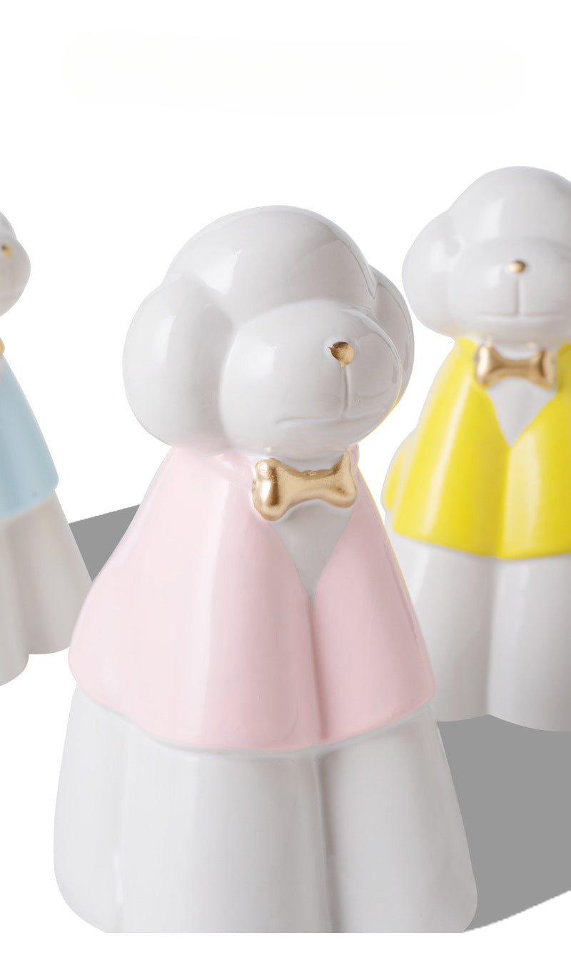 This pink poodle ceramic pet urn features an elegant design with a gold bow tie accent, standing 20.5cm tall, 12.5cm wide, and 11.5cm deep, holding 850ml of ashes. Weighing 589g, it’s perfect for North American pet owners memorializing medium-sized pets like dogs or cats, offering secure storage and a refined display for home shelves or mantels.