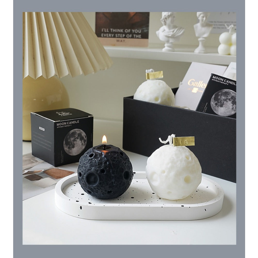 Moon Scented Candles, Creative Gift Box, Black Spherical Fragrance Styling.