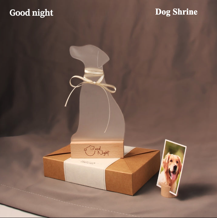 Good Night Pet Memorial Set (Dog) - Includes Pet Urn, Dog Shrine, Bone Candle Set, and Hair Storage Box
