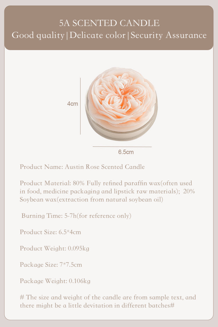 Austin Rose Scented Candles，Valentine's Day ，Birthday， Fragrance Flowers Souvenir Gifts.