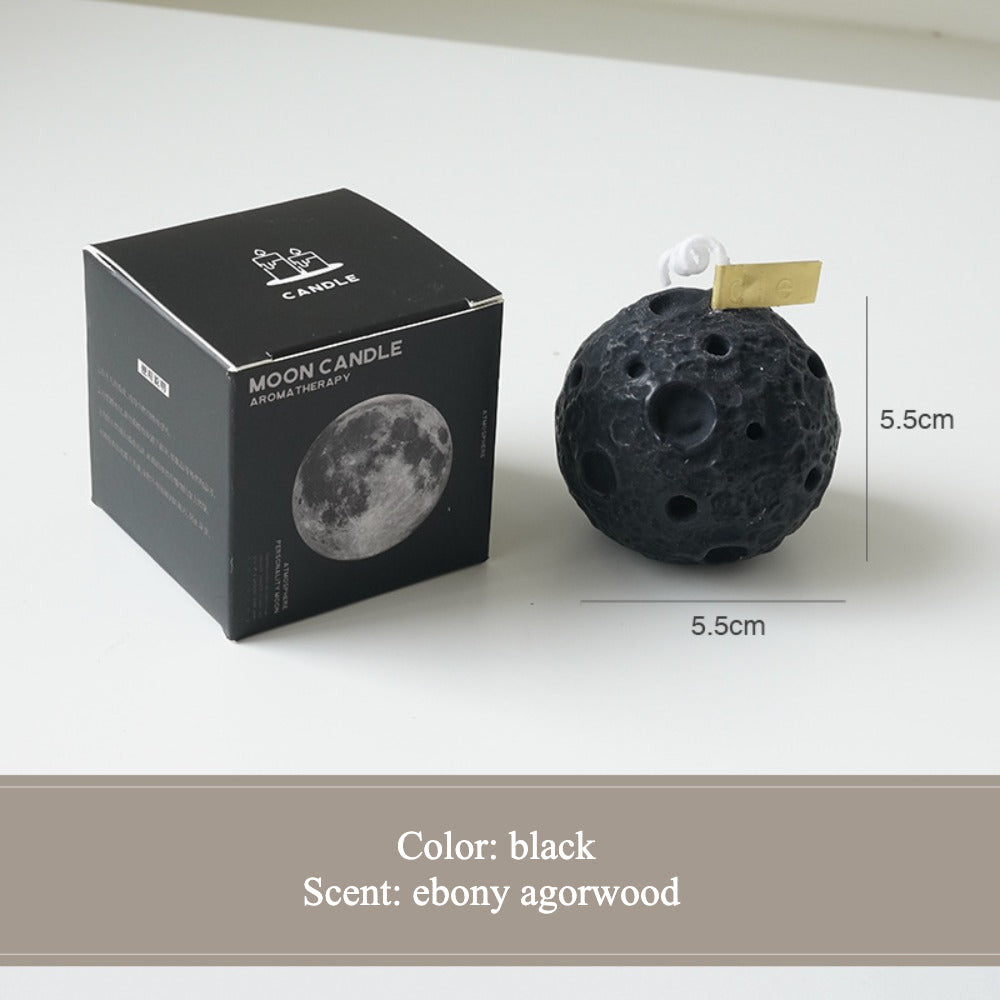 Moon Scented Candles, Creative Gift Box, Black Spherical Fragrance Styling.