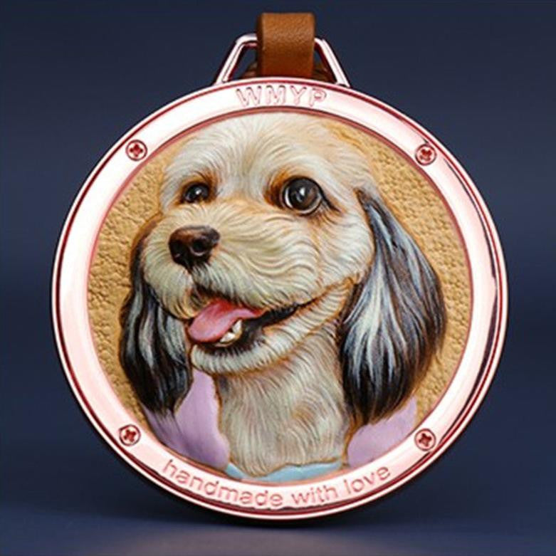 Custom Handcrafted Metal Frame Pet Leather Carvings - Unique and Personalized Pet Keepsakes.