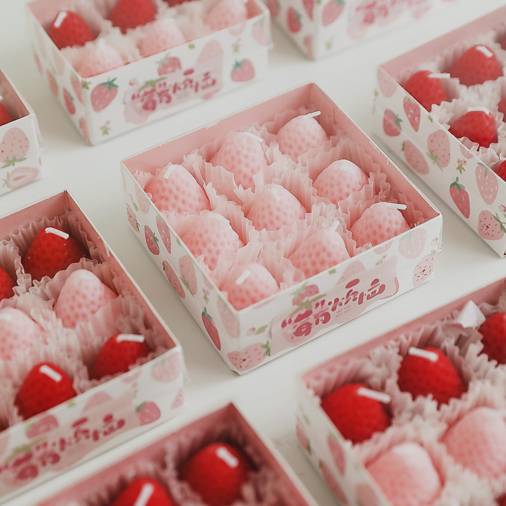 Strawberry scented candles fragrance souvenir.